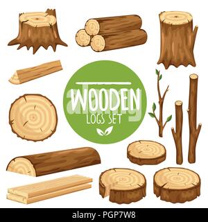 Set of vector wood logs Stock Vector