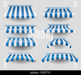 Set of blue awnings  Stock Vector
