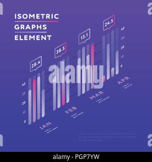Isometric elements of graphic presentation  Stock Vector