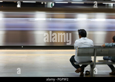 Mumbai Metro train interior and exterior. Comfortable, modern , fast, new & air conditioned way of transport in Mumbai India,