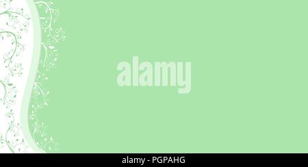 A simple banner for a web site. Template for business card or booklet. Vector illustration. The leaves are green with swirls design. Stock Vector