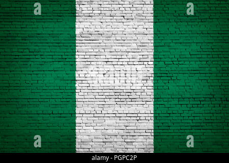 National flag of Nigeria on a brick background Stock Photo