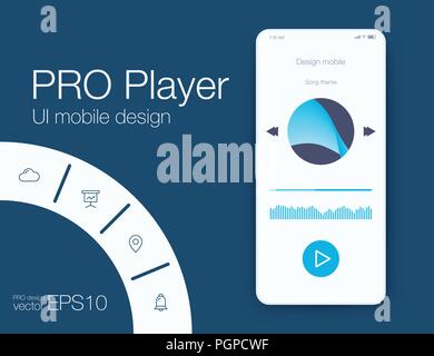 UI audio player templates templates in vector with design elements Stock Vector