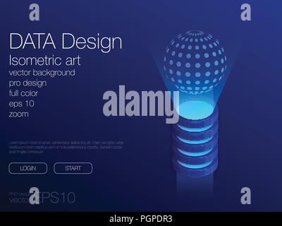 Ui neon isometric stock vector background eps 10 Stock Vector