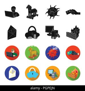 System, internet, connection, code .Hackers and hacking set collection icons in black,flet style vector symbol stock illustration . Stock Vector