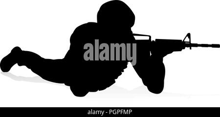 Soldier High Quality Silhouette Stock Vector