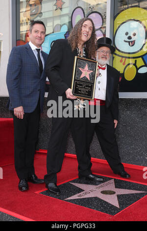 Hollywood, USA. 27th Aug, 2018. Thomas Lennon, Weird Al Yankovic, Barry Hansen, Dr. Demento, attends 'Weird Al' Yankovic Honored With Star On The Hollywood Walk Of Fame at Hollywood Blvdin Hollywood on August 27, 2018 in Los Angeles, California Credit: Faye Sadou/Media Punch/Alamy Live News Stock Photo