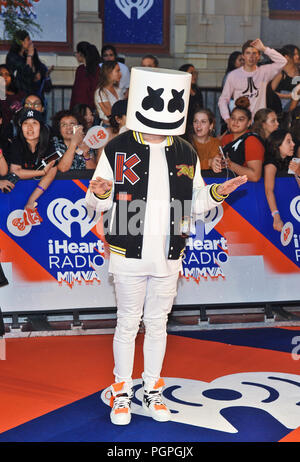 Toronto, ON, USA. 26th Aug, 2018. 26 August 2018 - Toronto, Ontario, Canada. Marshmello arrives at the 2018 iHeartRadio MuchMusic Video Awards at MuchMusic HQ. Photo Credit: Brent Perniac/AdMedia Credit: Brent Perniac/AdMedia/ZUMA Wire/Alamy Live News Stock Photo