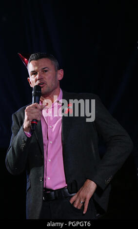 Manchester, UK. 27th Aug 2018. Carl Austin Behan, LGBT adviser to GM Mayor at the Candlelight vigil to remember those who have lost their lives or are living with HIV at Pride, Sackville Gardens, Manchester, 27th August, 2018 (C)Barbara Cook/Alamy Live News