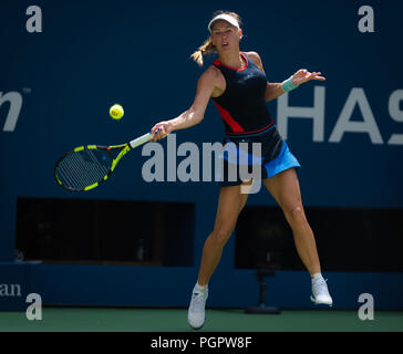 New York, New York, USA. 28th Aug, 2018. CAROLINE WOZNIACKI of Denmark in action during the first round of the 2018 US Open Grand Slam tennis tournament. Credit: AFP7/ZUMA Wire/Alamy Live News Stock Photo