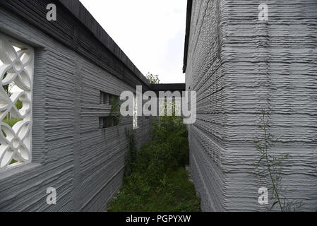 Binzhou, Binzhou, China. 29th Aug, 2018. Binzhou, CHINA-The 3D printed villa can be seen in Binzhou, east China's Shandong Province.The villa, costing 1.5 million yuan, is completed with technology of three-dimensional printing in just one day. Credit: SIPA Asia/ZUMA Wire/Alamy Live News Stock Photo