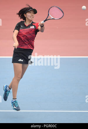 Asian Games: Soft tennis Japan s Noa Takahashi plays against South Korea s  Mun Hye Gyeong