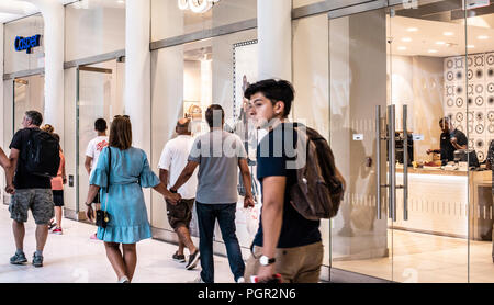NEW YORK, USA - August, 2018: Official Uggs store at Oculus Shopping Center, New York. Ugg boots are a sheepskin boot originating in Australia and New Stock Photo