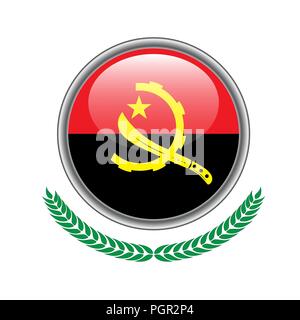 Angola flag button. Angola flag icon. Vector illustration of angola flag on white background. Stock Vector