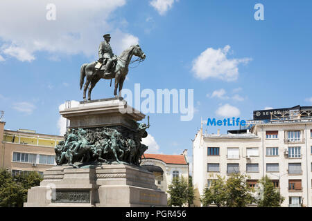 Statue of tsar Alexander II who liberated the country of the Turkish Ottoman Empire enslavement in1878, Sofia, Bulgaria Stock Photo