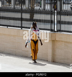 TOUBA, SENEGAL - APR 26, 2017: Unidentified Senegalese  in the Great Mosque of Touba, the home of the Mouride Brotherhood Stock Photo