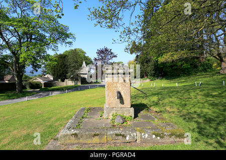 Old water pump on Wensley village green, Richmondshire, North Yorkshire, England Stock Photo