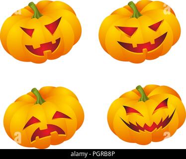 Set of pumpkin emoticons Stock Vector