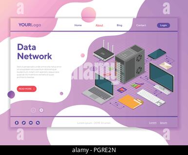 Data Network Isometric Concept Stock Vector