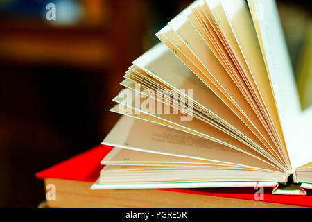 Open book on table. Back to school. Copy space Stock Photo