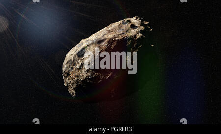 asteroid in deep space, solar system object (3d rendering) Stock Photo