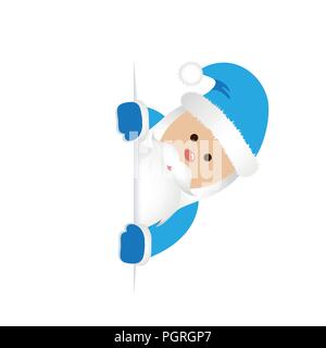 Christmas Santa Claus in blue over blank greeting card vector illustration EPS10 Stock Vector