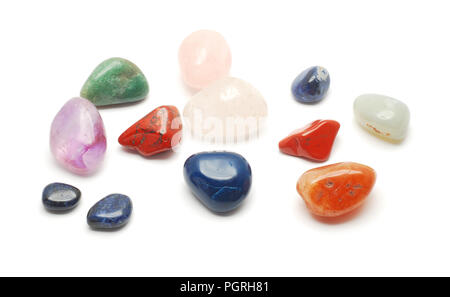 various gemstones isolated on white Stock Photo