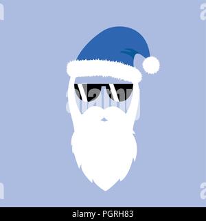 Hipster Santa Claus with cool beard and sunglasses Merry Christmas card design vector illustration EPS 10 Stock Vector