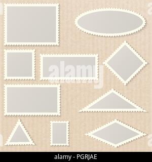 Postage stamps of various shapes and sizes  Stock Vector