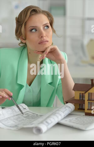 Portrait of a woman architect in offive Stock Photo