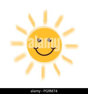 happy smiling yellow sun face vector illustration EPS10 Stock Vector