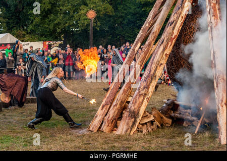 Female fire eater Stock Photo