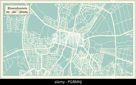 Bloemfontein South Africa City Map in Retro Style. Outline Map. Vector Illustration. Stock Vector