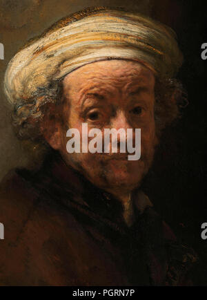 Rembrandt Harmenszoon van Rijn, 1606-1669, Dutch artist.  Detail of Self-portrait as the Apostle Paul.  Painting dated 1661.  Rijksmuseum, Amsterdam, Netherlands. Stock Photo