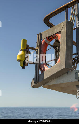 A life buoy on board the tall ship Lord Nelson Stock Photo