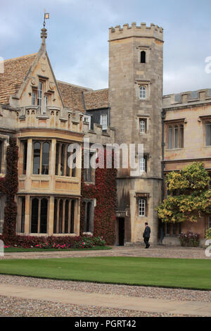 Corner of the Great Court by the Master's Lodge, Trinity College, Cambridge, England, UK Stock Photo