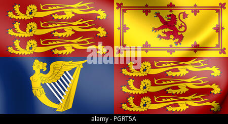 3D Royal Standard of the United Kingdom. 3D Illustration. Stock Photo