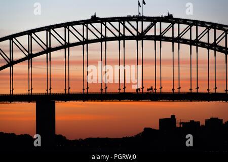 Sydney, Harbour Bridge Close Up at Sunset Stock Photo