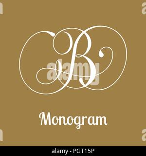 Monogram letter B calligraphy hand written style Stock Vector