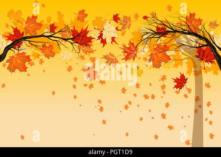 Yellow falling leaves Stock Vector