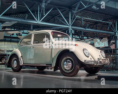 RIGA, LATVIA-APRIL 18, 2018: 1966 Volkswagen 1300 Beetle in the Riga Motor Museum. Stock Photo