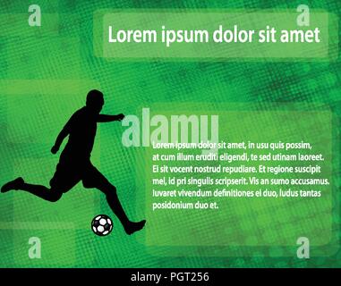 soccer player silhouette on the abstract background with space for text - vector Stock Vector