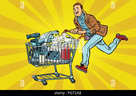 Man on the sale of home appliances Stock Vector