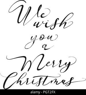 We wish you a Merry Christmas lettering. Nice seasonal calligraphic artwork for greeting cards. Hand-drawn vector sketch. Stock Vector
