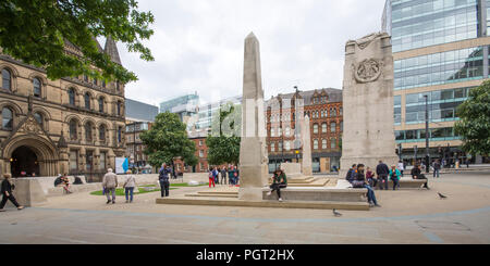 Manchester war memorial cenotaph in St Peters Square Manchester England designed by Sir Edward Luytens erected 1924 moved to present site in 2014. Stock Photo