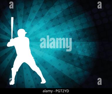 baseball player silhouette on the abstract background - vector Stock Vector