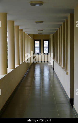 the long corridors, deep and unique design of the early 20th-century architecture Stock Photo