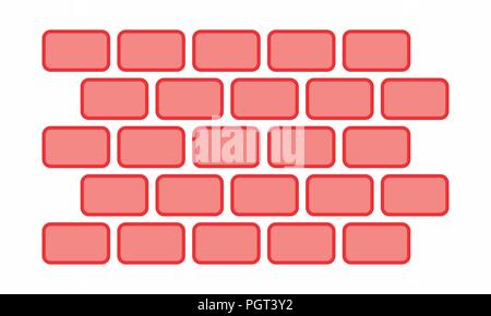 Colorful illustration of a brick wall on white background Stock Vector