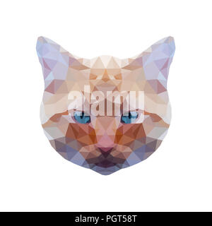 Red cat on the white background. Polygonal animal. Low poly style Stock Photo