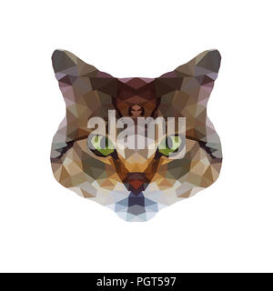 Tabby cat on the white background. Polygonal animal. Low poly style Stock Photo